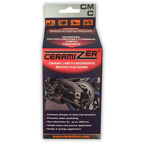 Ceramizer CMC ceramic motorcycle chain grease packshot for chain regeneration and wear reduction
